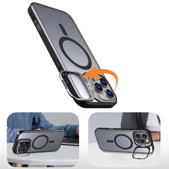Tech-Protect MagStand MagSafe Case with Stand for iPhone 16 Pro Max - Semi-Transparent - Cell phone cases