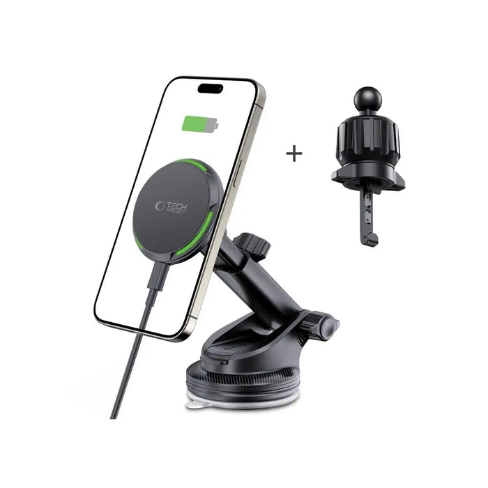 Tech-Protect MM15W-V7 QI2 Car Holder with Inductive Charger - Black - Cell phone holders<<<HurtelXML