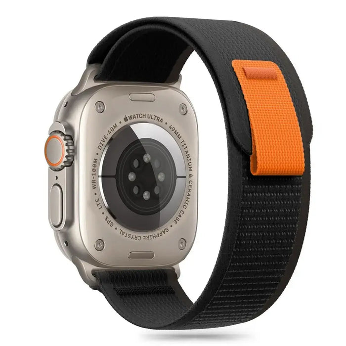 Tech-Protect Nylon Stripe for Apple Watch 6/7/8/9/10/SE/Ultra 1/2 (44/45/46/49 MM) - Black & Orange - Smartwatch straps