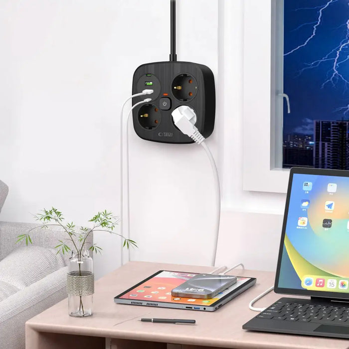 Tech-Protect PCS3X4 power strip 3 sockets 2xUSB-A 2xUSB-C 200 cm - black - Cables and tapes<<<HurtelXML