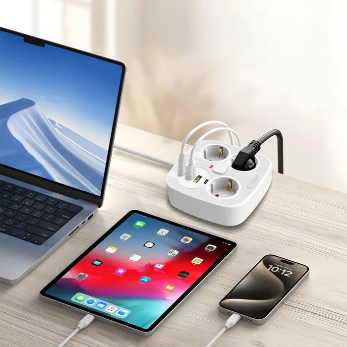 Tech-Protect PCS3X4 power strip 3 sockets 2xUSB-A 2xUSB-C 200 cm - white - Cables and tapes<<<HurtelXML