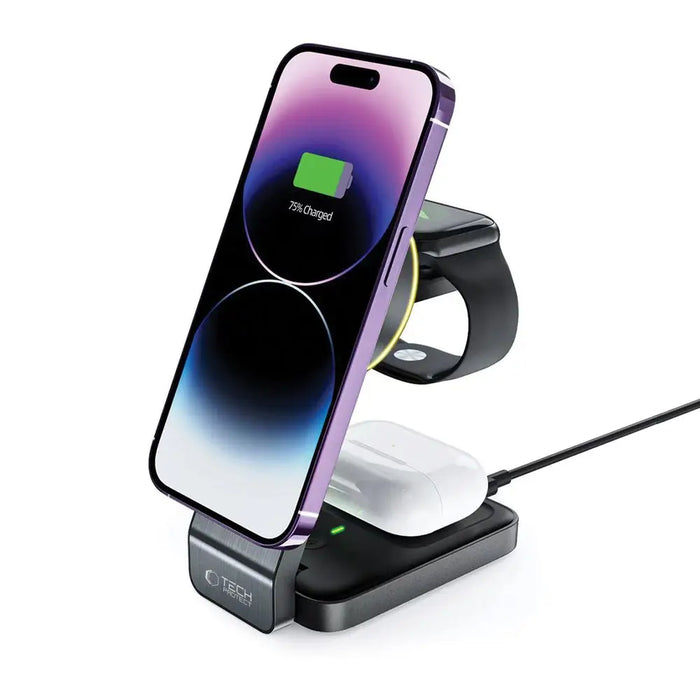 Tech-Protect QI15W-A28 MagSafe 3in1 Inductive Charger with Smartphone / Apple Watch / AirPods Stand - Black - Cell
