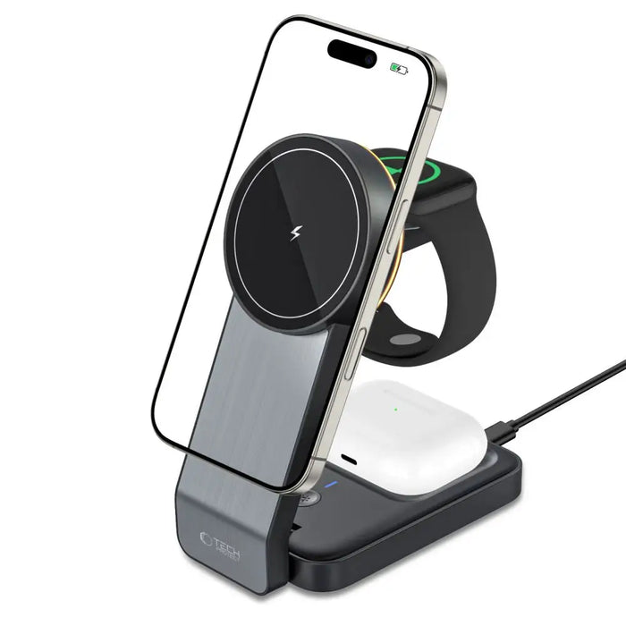 Tech-Protect QI15W-A28 MagSafe 3in1 Inductive Charger with Smartphone / Apple Watch / AirPods Stand - Black - Cell