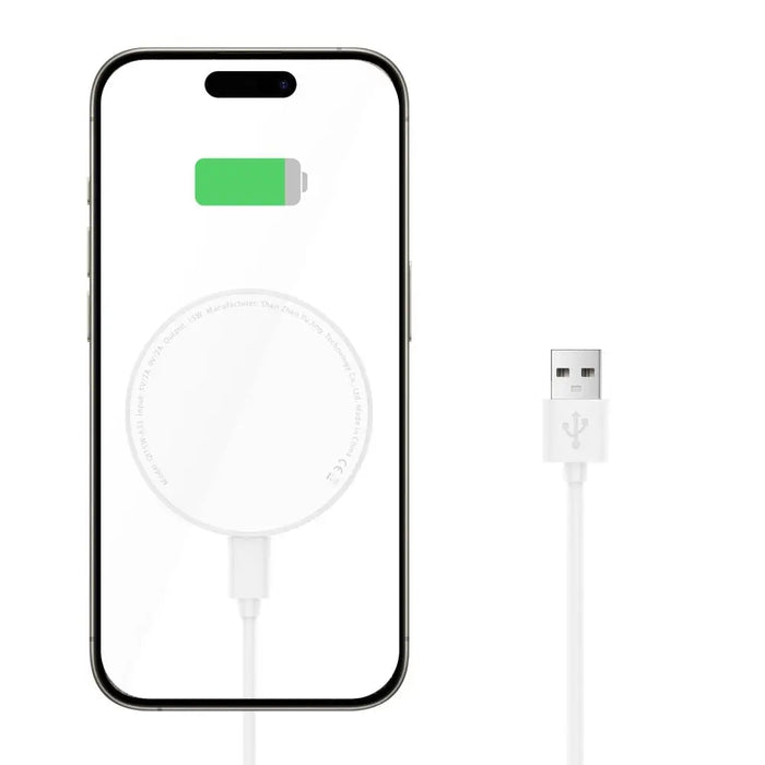 Tech-Protect QI15W-A33 Inductive Charger with MagSafe and Stand with USB-A / USB-C Cable - White - Cell phone USB