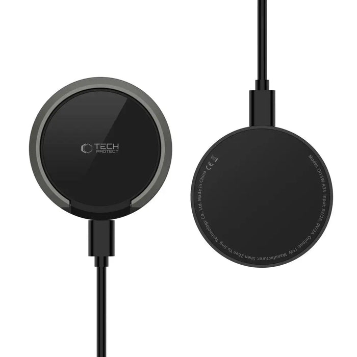 Tech-Protect QI15W-A33 Inductive Charger with MagSafe and Stand with USB-A / USB-C Cable - Black - Cell phone USB