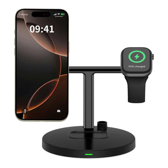 Tech-Protect QI15W-A35 3-in-1 Inductive Charger with MagSafe for Phone / AirPods / Apple Watch - Black - Cell phone USB