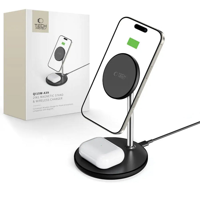 Tech-Protect QI15W-A39 2in1 MagSafe charging station - black - Cell phone USB charger<<<HurtelXML