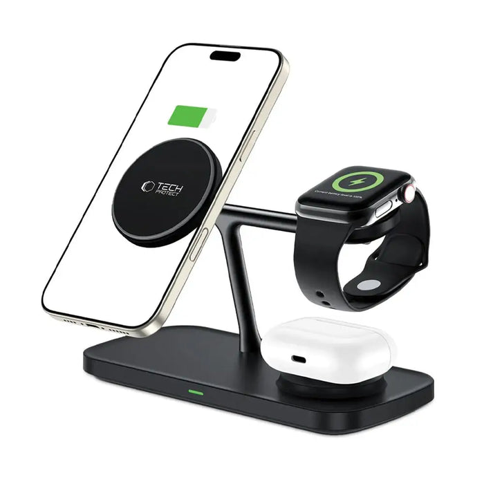 Tech-Protect QI15W-A45 3in1 Wireless Charger with MagSafe for Apple Devices - Black - Cell phone USB charger<<<HurtelXML
