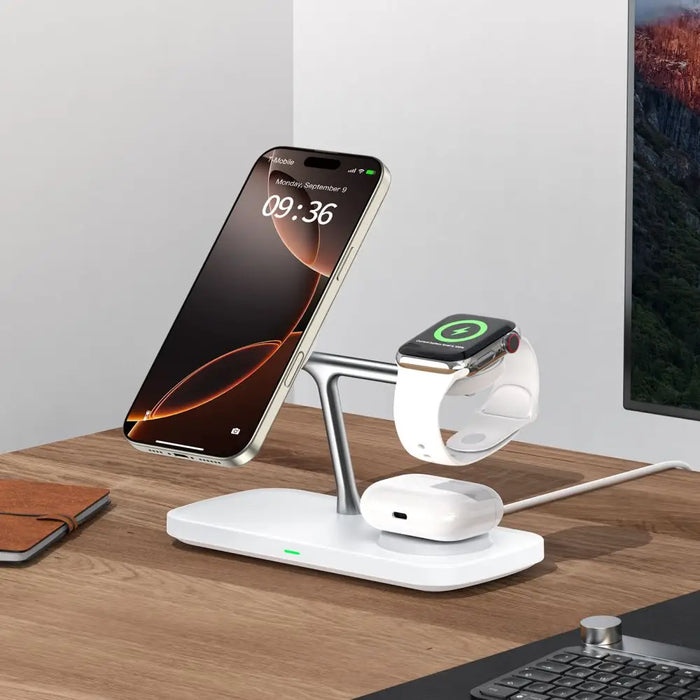 Tech-Protect QI15W-A45 3in1 Wireless Charger with MagSafe for Apple Devices - White - Cell phone USB charger<<<HurtelXML