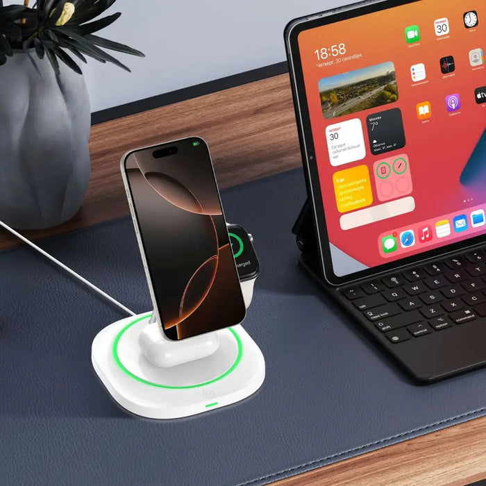 Tech-Protect QI15W-A46 3in1 Magnetic MagSafe Inductive Charger - White - Cell phone USB charger<<<HurtelXML