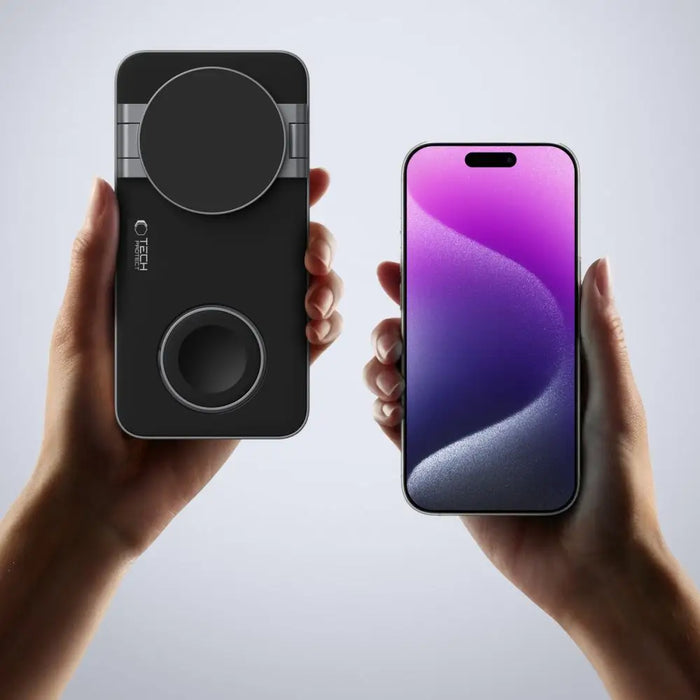 Tech-Protect QI15W-A47 MagSafe 3in1 Inductive Charger + USB-C Cable - Black - Cell phone USB charger<<<HurtelXML