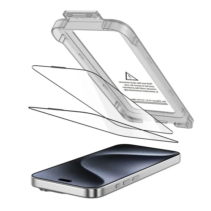 Tech-Protect Quick Set+ 2-pack tempered glass for iPhone 15 Pro Max - black - Cell phone tempered glass<<<HurtelXML