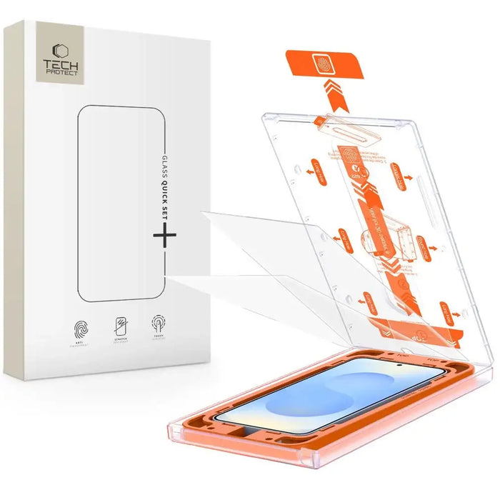 Tech-Protect Quick Set+ Tempered Glass for Samsung Galaxy S25 - Transparent - Cell phone tempered glass<<<HurtelXML
