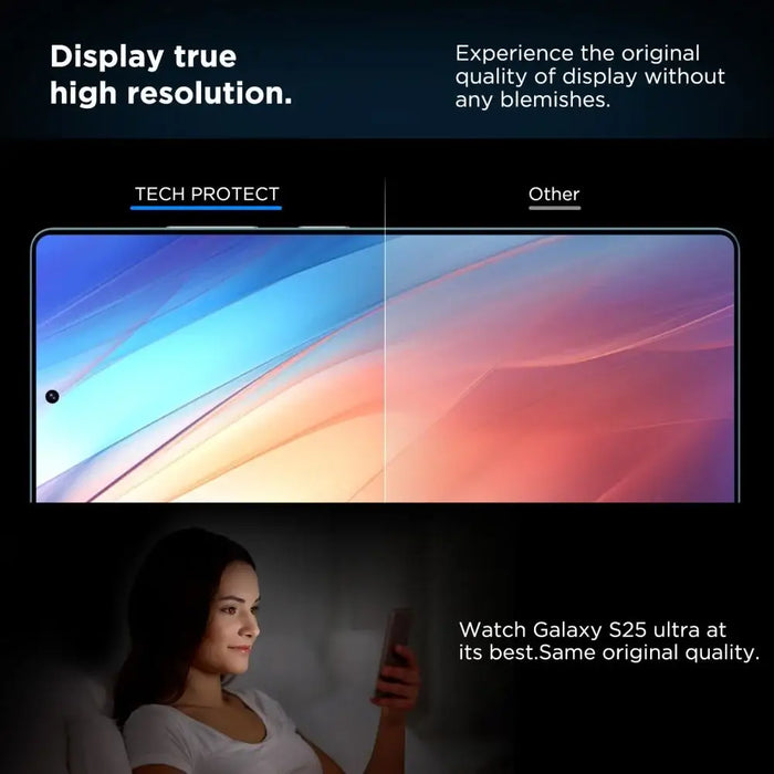 Tech-Protect Quick Set+ Tempered Glass for Samsung Galaxy S25 Ultra - Transparent - Cell phone tempered
