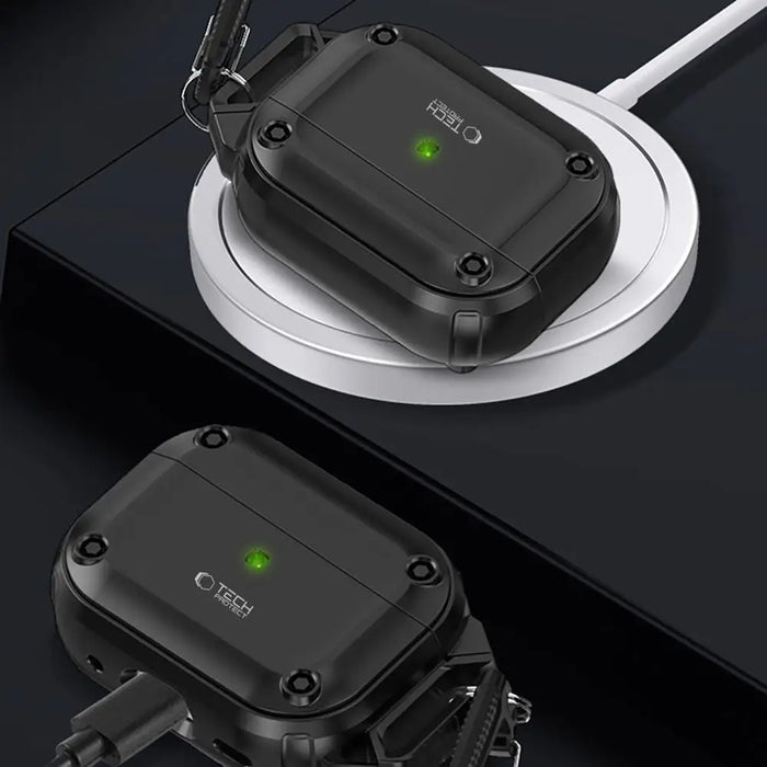 Tech-Protect Rough Hook Case with Carabiner for Apple AirPods Pro 1 / 2 - Black - Cell phone cases