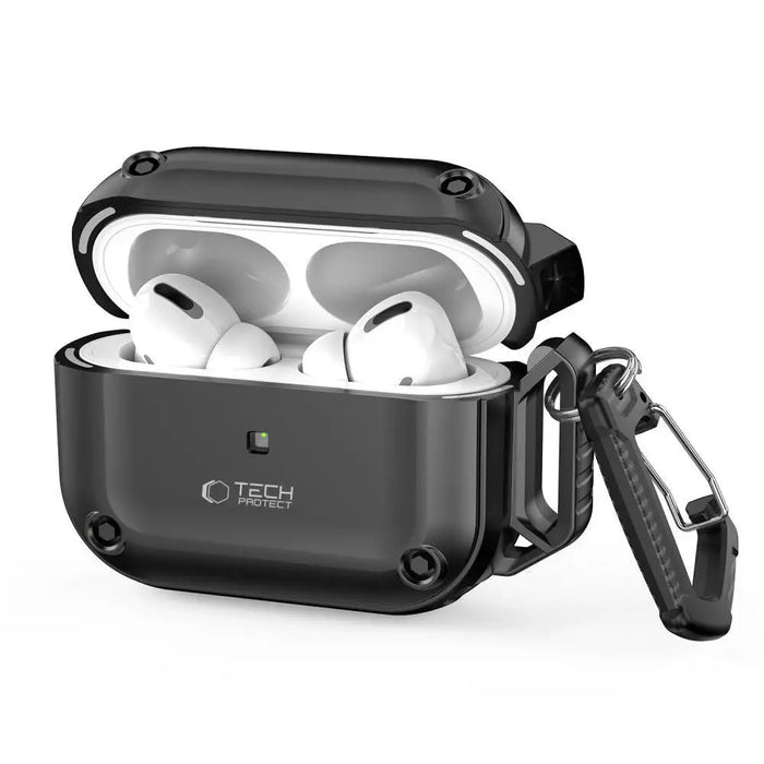 Tech-Protect Rough Hook Case with Carabiner for Apple AirPods Pro 1 / 2 - Black - Cell phone cases