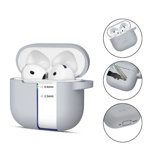 Tech-Protect Silicone Hook Case for AirPods 4 - Gray - Cell phone cases and covers<<<HurtelXML