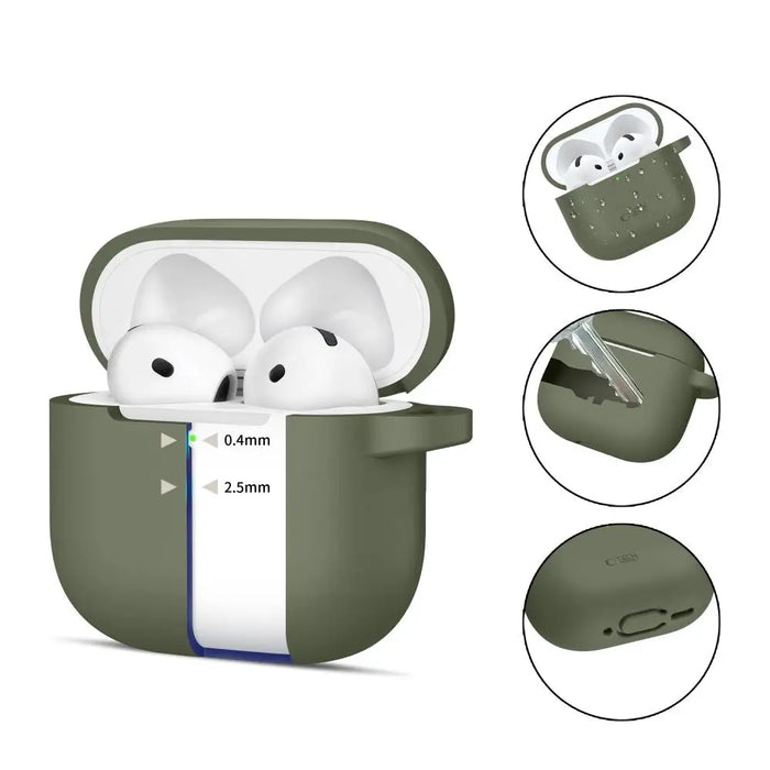 Tech-Protect Silicone Hook Case for AirPods 4 - Green - Cell phone cases and covers<<<HurtelXML