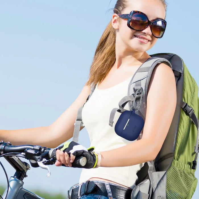 Tech-Protect Silicone Hook Case for AirPods 4 - Navy Blue - Cell phone cases and covers<<<HurtelXML