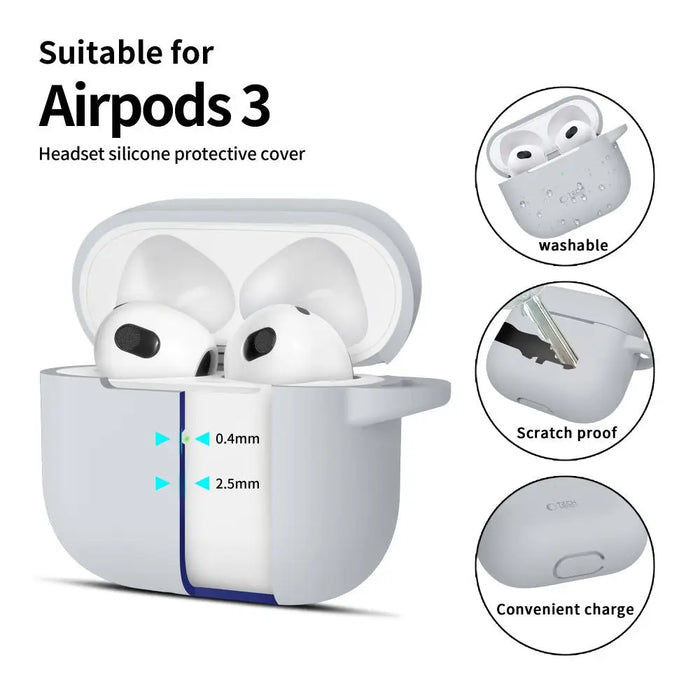 Tech-Protect Silicone Hook Case for Apple AirPods 3 - Gray - Cell phone cases and covers<<<HurtelXML