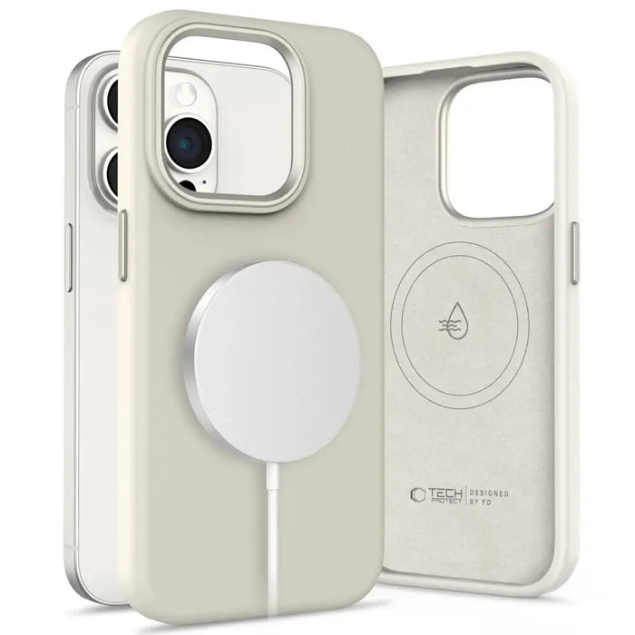 Tech-Protect Silicone PU Case MagSafe for iPhone 15 Pro - Beige - Cell phone cases and covers<<<HurtelXML