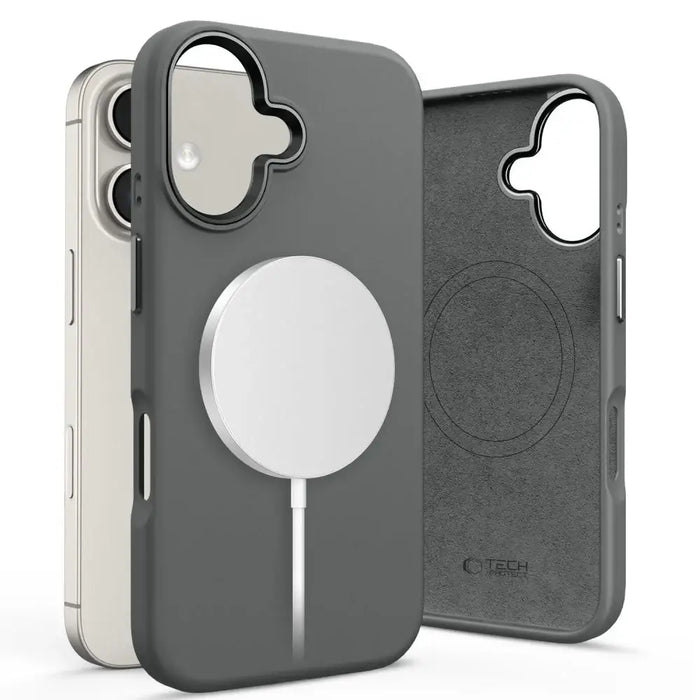 Tech-Protect Silicone PU MagSafe iPhone 16 Case - Gray - Cell phone cases and covers<<<HurtelXML