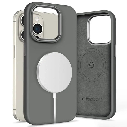 Tech-Protect Silicone PUZ MagSafe iPhone 15 Pro Max Case - Gray - Cell phone cases and covers<<<HurtelXML