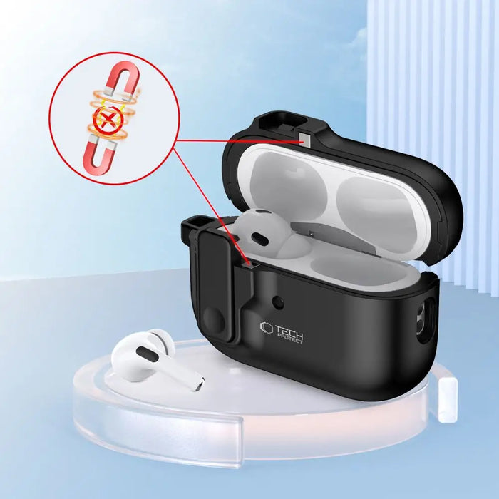 Tech-Protect Slim Hook Case with Carabiner for Apple AirPods Pro 1 / 2 - Black - Cell phone cases and covers<<<HurtelXML