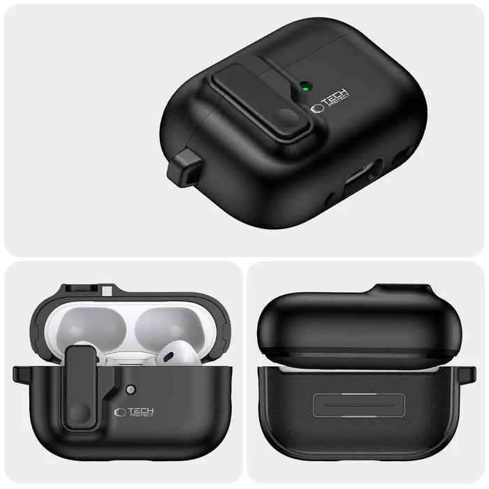 Tech-Protect Slim Hook Case with Carabiner for Apple AirPods Pro 1 / 2 - Black - Cell phone cases and covers<<<HurtelXML
