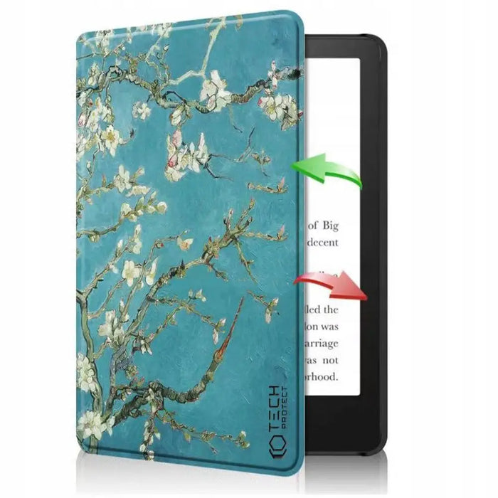 Tech-Protect SmartCase for Kindle Paperwhite V / 5 / Signature Edition - Blue with Sakura Flowers - Cell phone cases