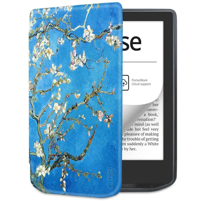 Tech-Protect SmartCase for PocketBook Verse / Verse Pro - Blue with Sakura Flowers - Cell phone cases