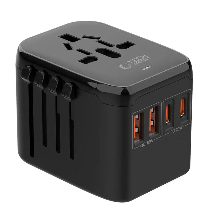 Tech-Protect TA200 EU / UK / US / AU adapter - black - USB adapters<<<HurtelXML