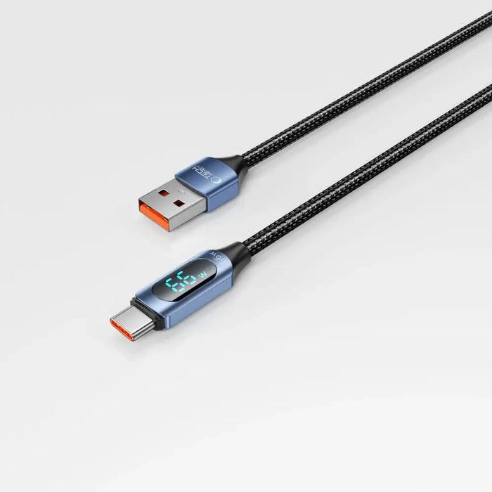 Tech-Protect UltraBoost Cable with LED Display USB-C / USB-A 66W 6A 2m - Blue - Cell phone cables<<<HurtelXML