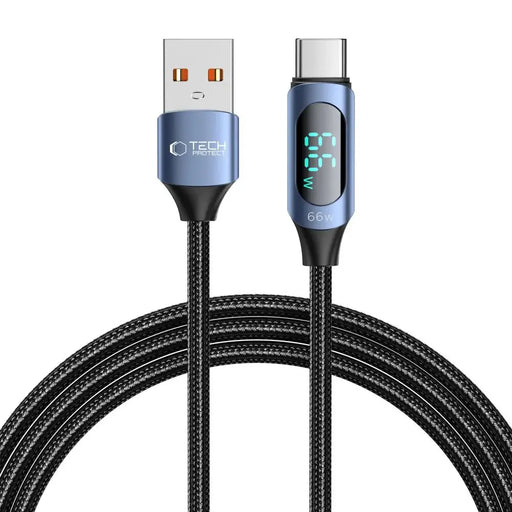 Tech-Protect UltraBoost Cable with LED Display USB-C / USB-A 66W 6A 2m - Blue - Cell phone cables<<<HurtelXML