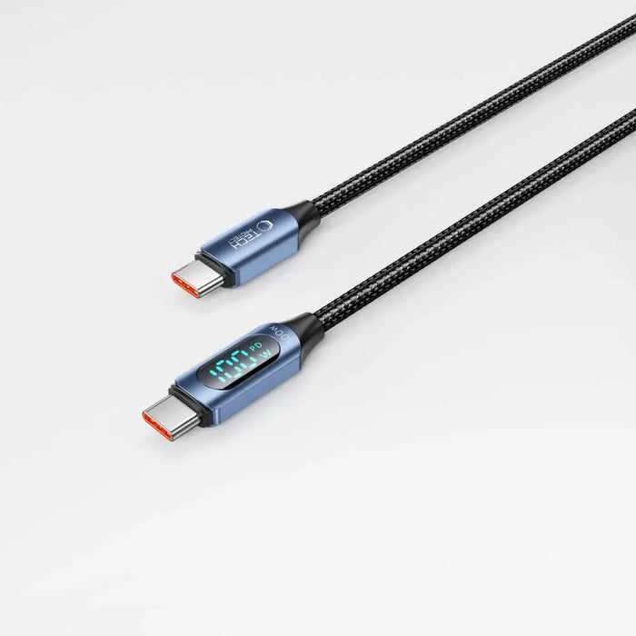 Tech-Protect UltraBoost Cable with LED Display USB-C / USB-C PD 100W 5A 1m - Blue - Cell phone cables<<<HurtelXML