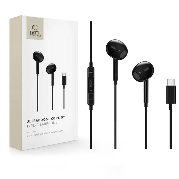 Tech-Protect Ultraboost Core G2 USB-C Headphones - Black - Headphones and speakers<<<HurtelXML