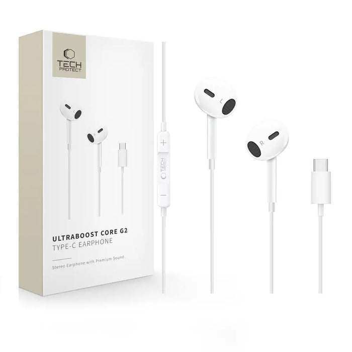 Tech-Protect Ultraboost Core G2 USB-C Headphones - White - Headphones and speakers<<<HurtelXML