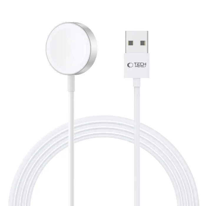 Tech-Protect UltraBoost Magnetic Inductive Charger with USB-A Connector for Apple Watch 1.2m - White - Cell phone USB