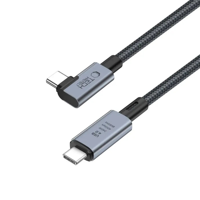 Tech-Protect UltraBoost Max L USB-C 4.0 (straight) / USB-C 4.0 (angled) PD 240W 8K 40Gbps 1.5m Cable - Gray - Cell