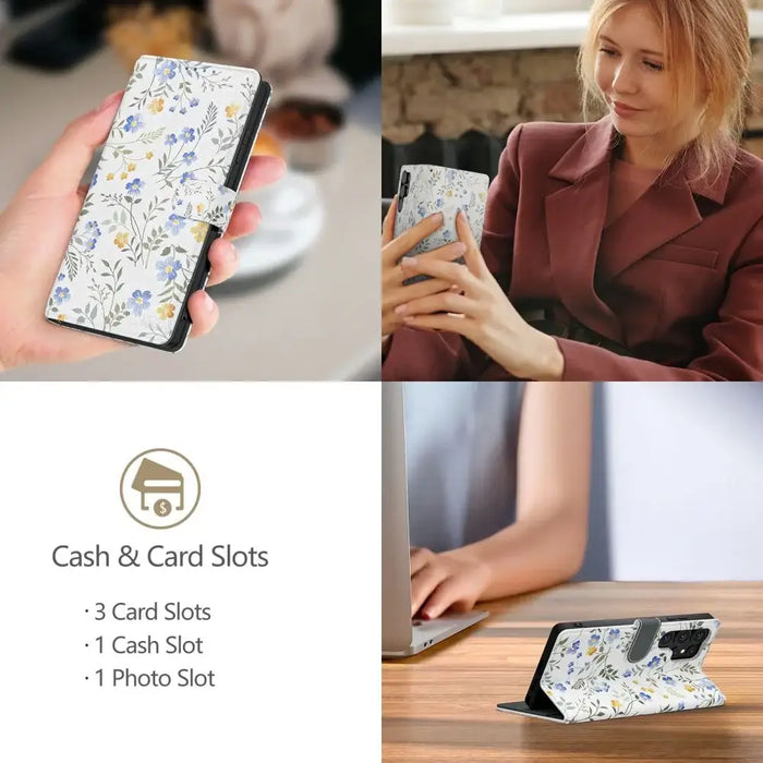 Tech-Protect Wallet Case for Samsung Galaxy S25 - Daisies with Leaves - Cell phone cases and covers<<<HurtelXML