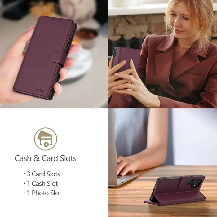Tech-Protect Wallet Case for Samsung Galaxy S25 Ultra - Burgundy - Cell phone cases and covers<<<HurtelXML