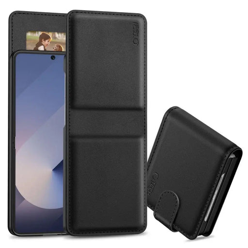 Tech-Protect Wallet Case for Samsung Galaxy Z Flip 7 - Black - Cell phone cases and covers<<<HurtelXML