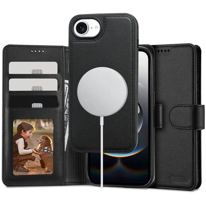 Tech-Protect Wallet MagSafe iPhone 16e Case - Matte Black - Cell phone cases and covers<<<HurtelXML