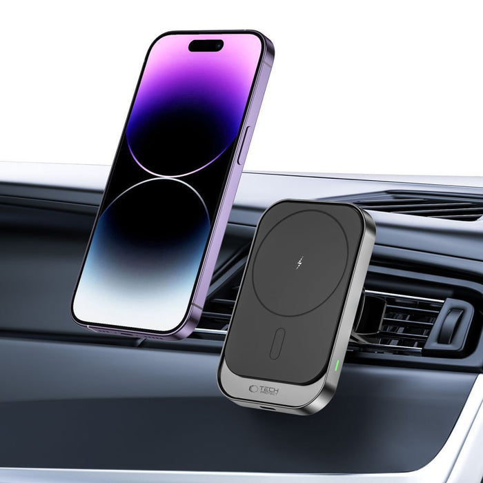 Tech-Protect CW19 MagSafe magnetic car holder with 15W inductive charger for air vent - black