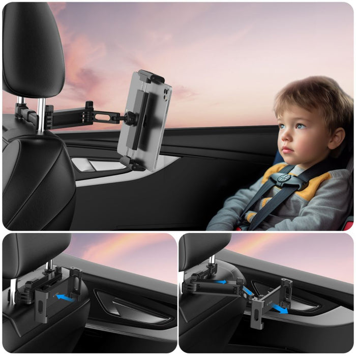 Tech-Protect V1 Telescopic Car Headrest Phone Holder - Black