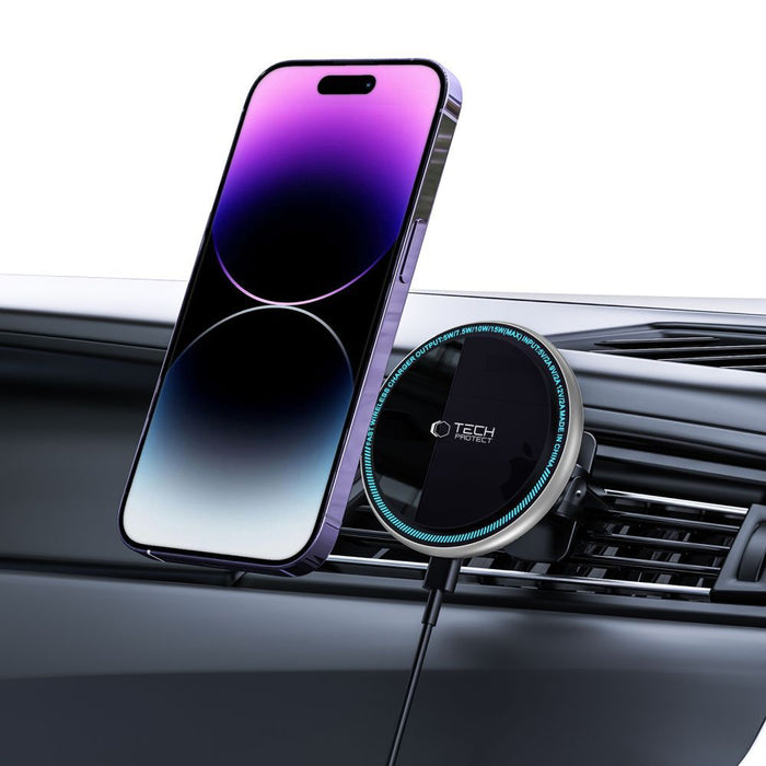 Tech-Protect A2 Car Phone Holder with MagSafe 15W Inductive Charger for Air Vent - Black