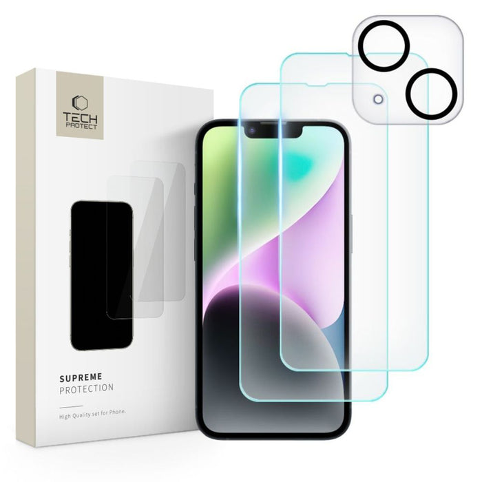 Tech-Protect Supreme Set for iPhone 14 2x tempered glass for display / tempered glass for camera