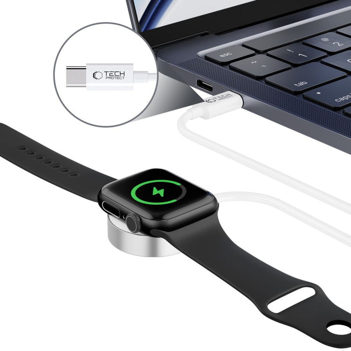 Tech-Protect UltraBoost Magnetic Inductive Charger with USB-C Connector for Apple Watch 1.2m - White