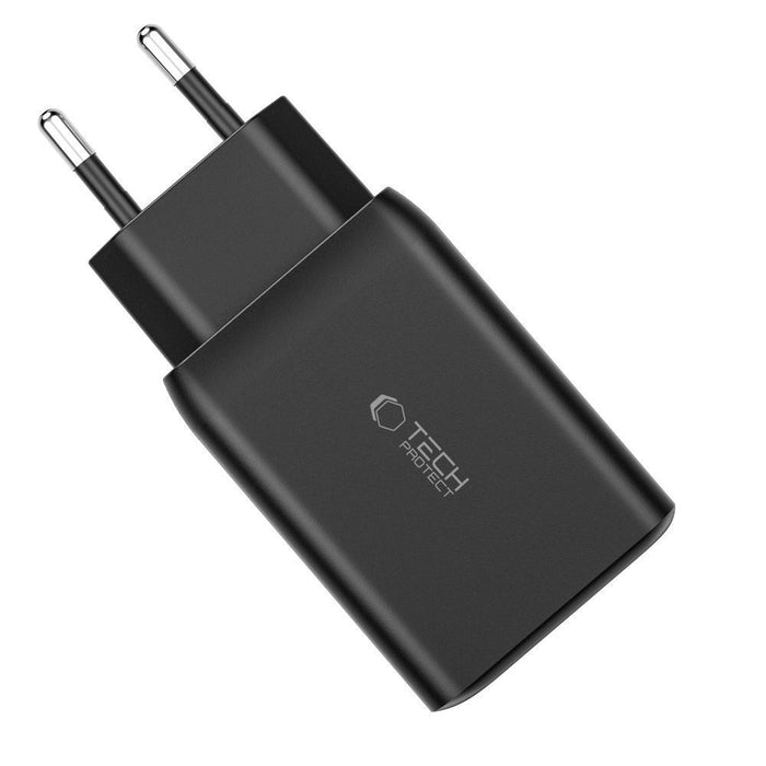 Tech-Protect C65W charger 2x USB-C PD 65W / USB-A QC 3.0 - white