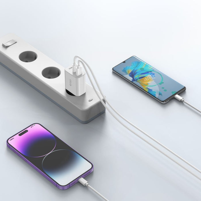 Tech-Protect NC30W charger 2x USB-C PD 30W / USB-A QC 3.0 - white